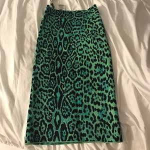 BCBG green leopard bodycon skirt